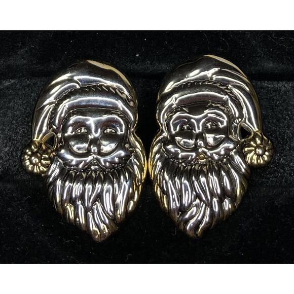 Vtg Women’s Clip On Santa Christmas Earrings Comfort Ear Pads 1.375 Inches Long - Picture 3 of 7